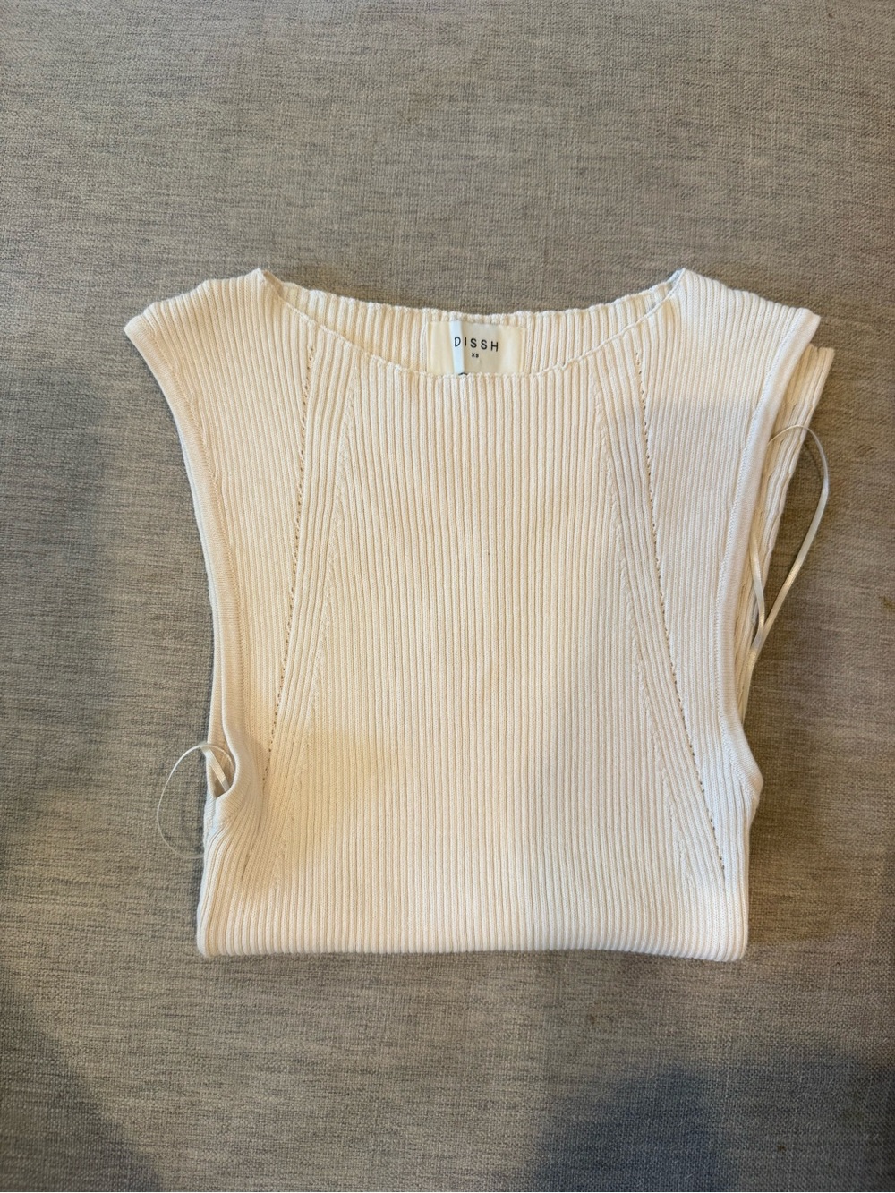 DISSH Cream Ribbed Square-Neck Tank - Picture 3 of 4